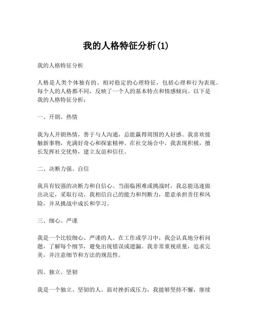 我的人格特征分析(1)