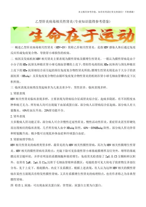 乙型肝炎病毒相关性肾炎(专业知识值得参考借鉴)