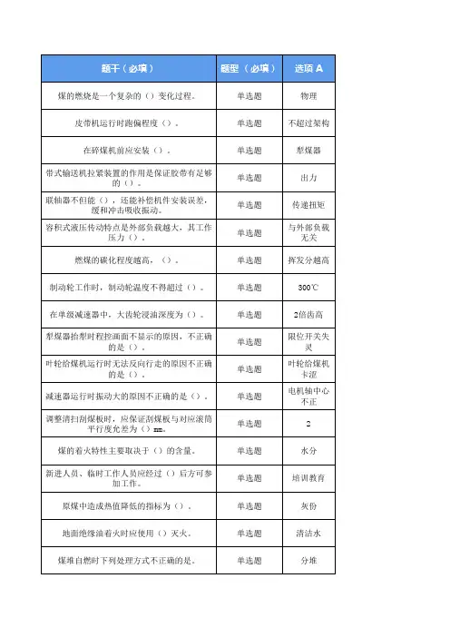 火电厂输煤值班员技能鉴定考题初级800道