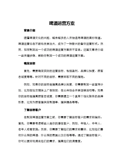 啤酒运营方案