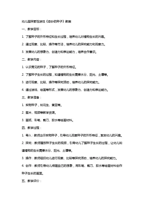 幼儿园探索性游戏《奇妙的种子》教案