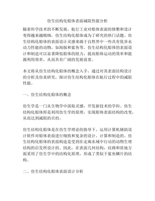 仿生结构化船体表面减阻性能分析