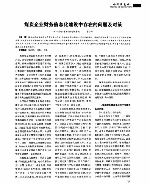 煤炭企业财务信息化建设中存在的问题及对策