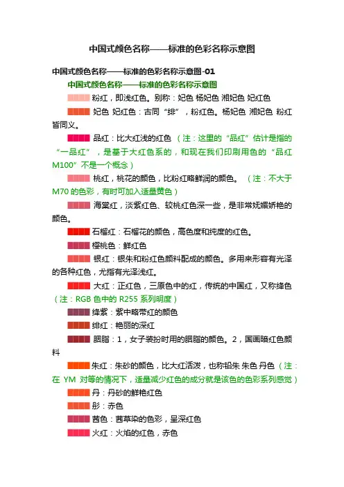 中国式颜色名称——标准的色彩名称示意图