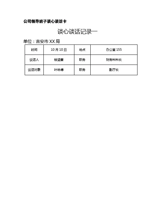公司领导班子谈心谈话卡