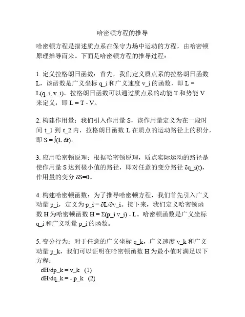 哈密顿方程的推导