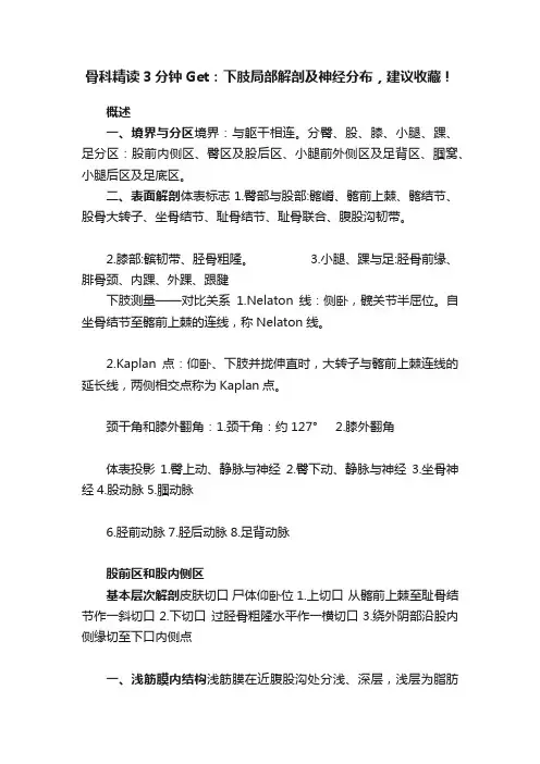 骨科精读3分钟Get：下肢局部解剖及神经分布，建议收藏！