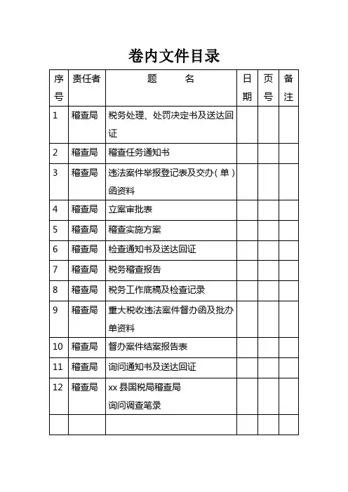 机关单位卷内文件目录模板