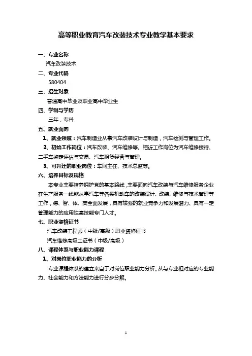 580404汽车改装技术专业-人才培养方案