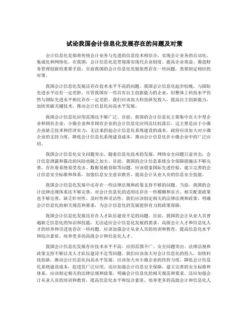 试论我国会计信息化发展存在的问题及对策
