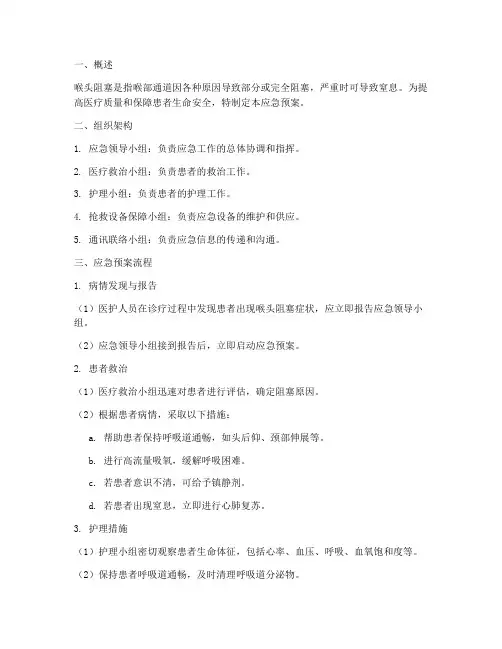 喉头阻塞应急预案