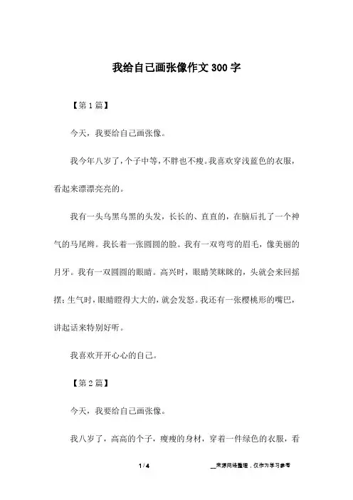 我给自己画张像作文300字