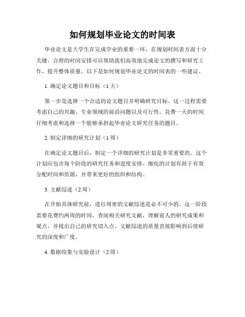 如何规划毕业论文的时间表