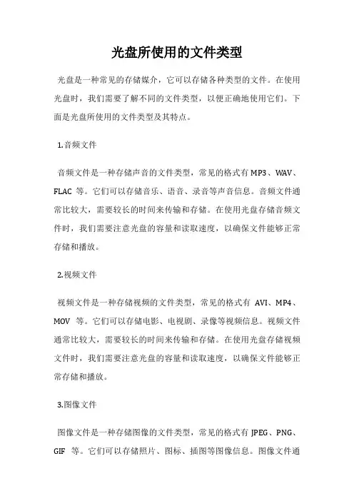 光盘所使用的文件类型