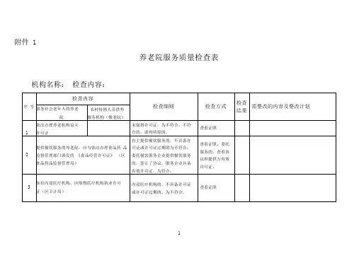 养老院服务质量检查表(二)