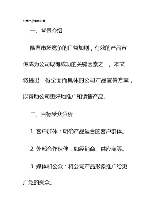 公司产品宣传方案