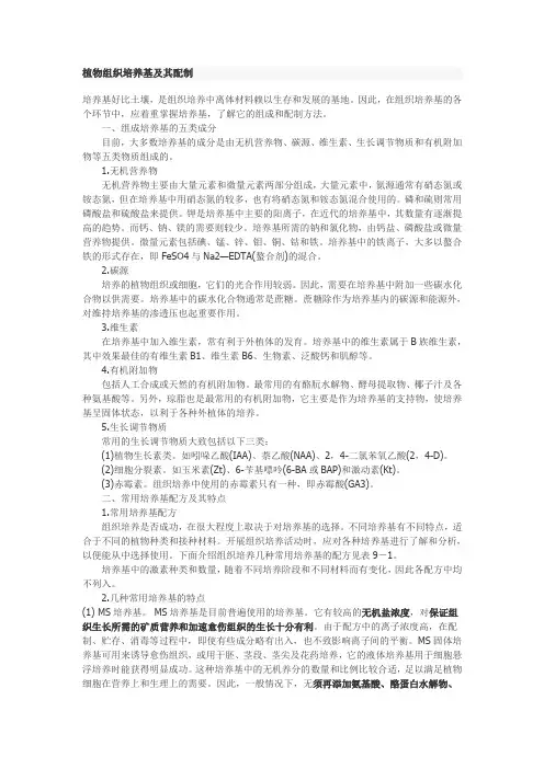 植物组织培养基及其配制