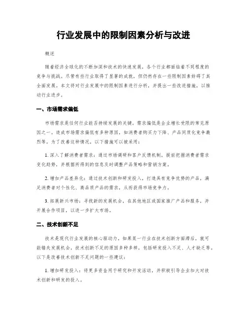 行业发展中的限制因素分析与改进