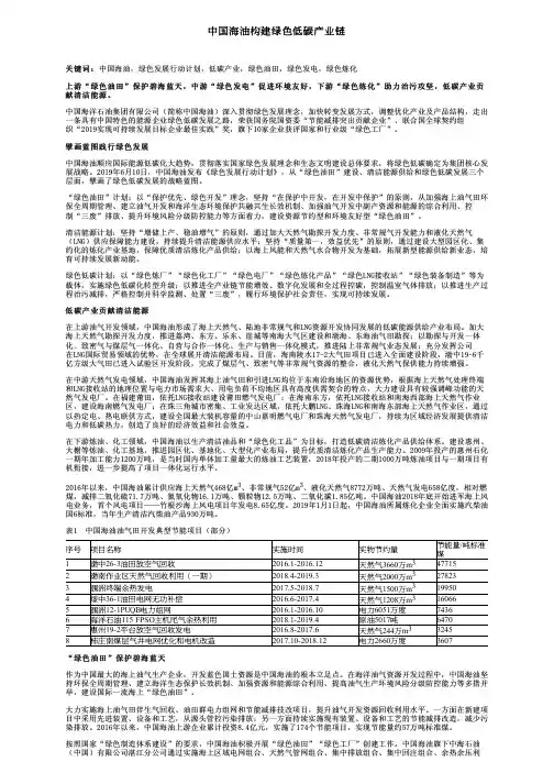 中国海油构建绿色低碳产业链
