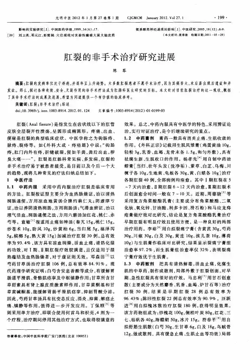 肛裂的非手术治疗研究进展