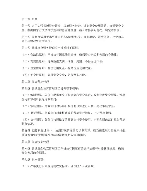 县域资金财务管理制度