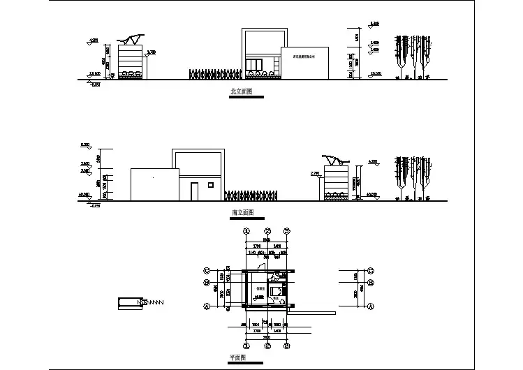 门卫建筑施工设计CAD全套图纸