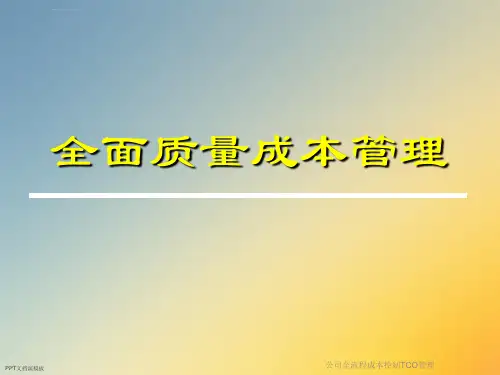 公司全流程成本控制TCO管理ppt课件