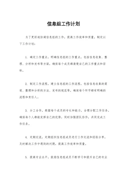 信息组工作计划