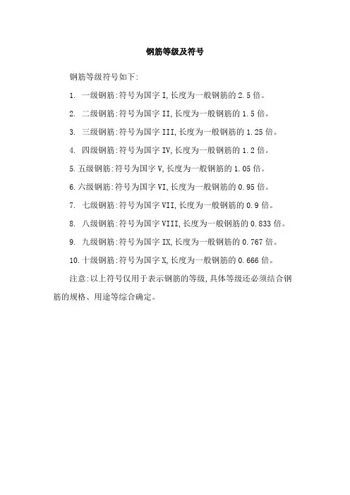 钢筋等级及符号