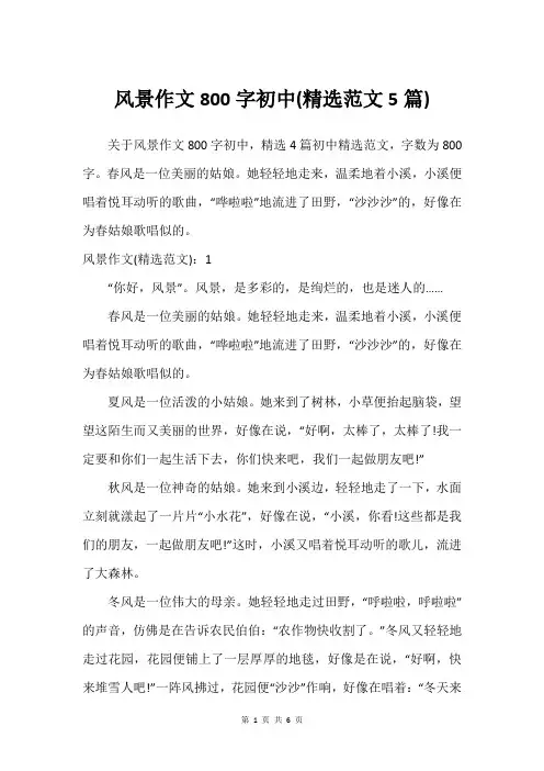 风景作文800字初中(精选范文5篇)