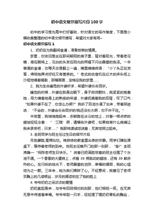 初中语文细节描写片段100字