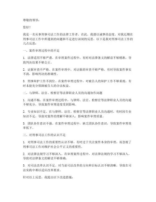 刑事司法反思书模板