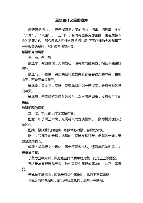 属鼠和什么属相相冲