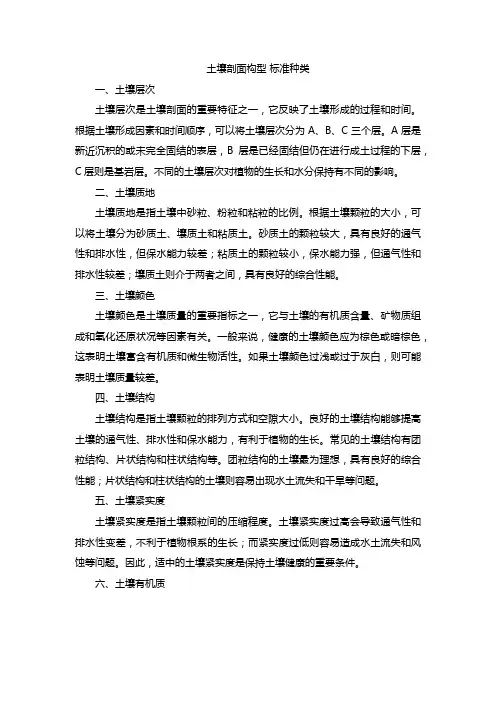 土壤剖面构型 标准种类