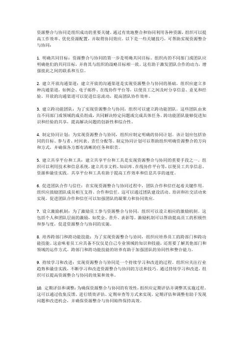 资源整合与协同的关键技巧