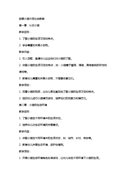 我爱小猫大班社会教案