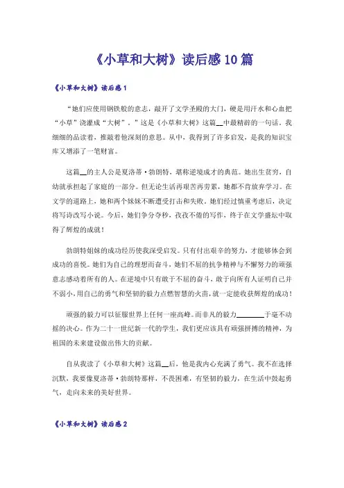 《小草和大树》读后感10篇