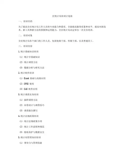 区统计局培训计划表