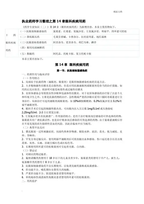 眼科疾病用药