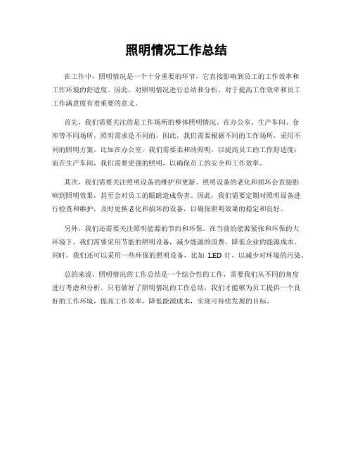 照明情况工作总结