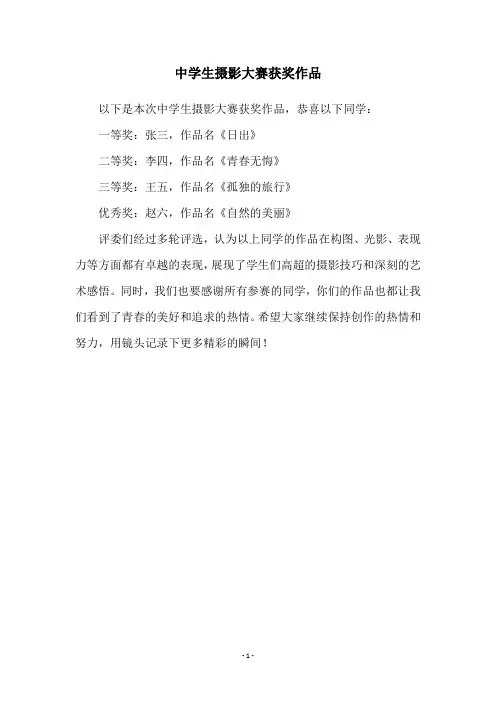 中学生摄影大赛获奖作品