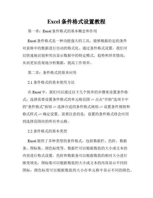 Excel条件格式设置教程