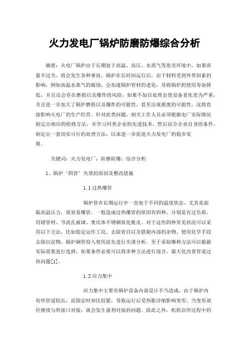 火力发电厂锅炉防磨防爆综合分析