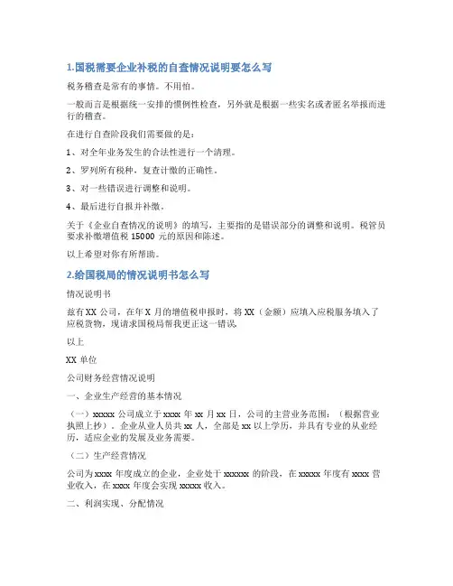 个人申报补税情况说明怎么写