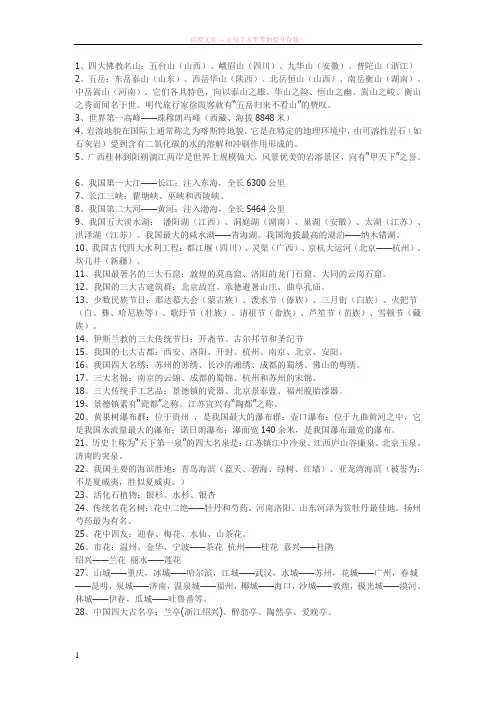 旅游知识景点方面的小问答