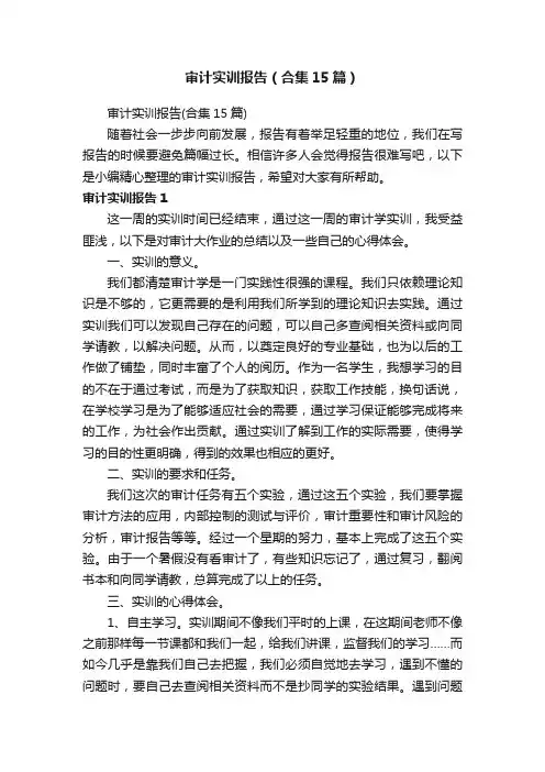 审计实训报告（合集15篇）