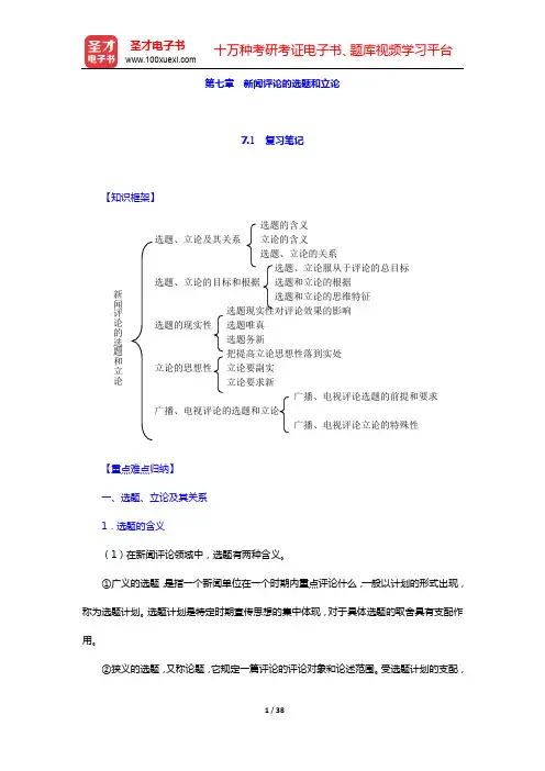 王振业《新闻评论写作教程》笔记和课后习题(含典型题)详解-第七章 新闻评论的选题和立论【圣才出品】