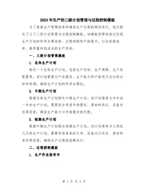 2024年生产的三级计划管理与过程控制模板