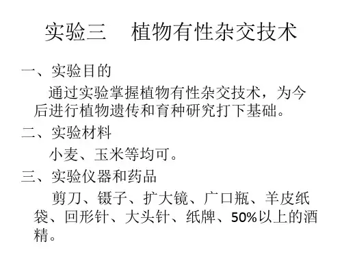 遗传学实验--植物有性杂交