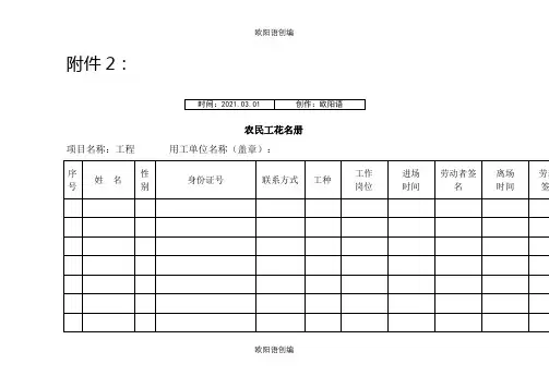 农民工花名册及工资发放之欧阳语创编